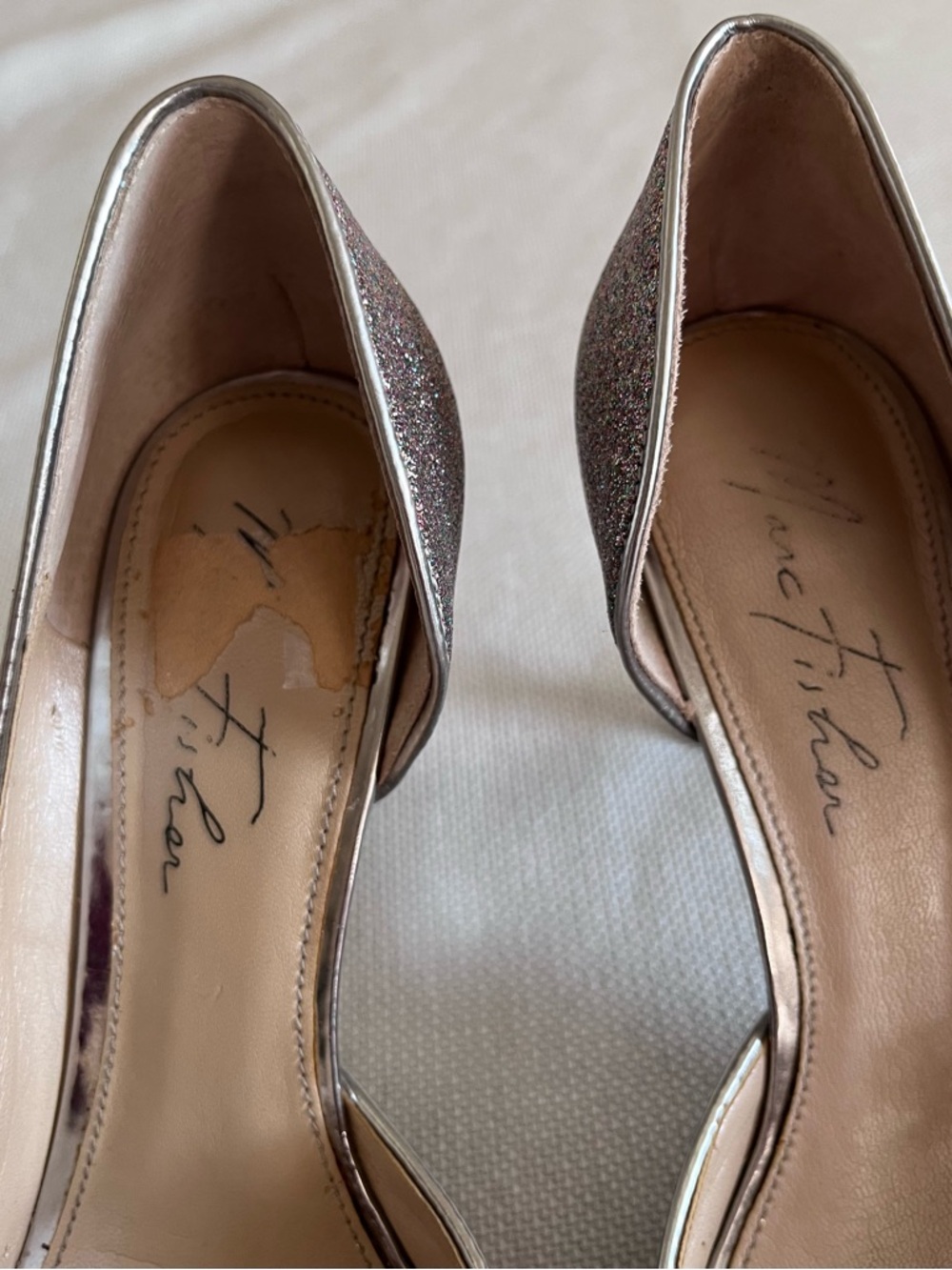Marc Fisher sparkly peep toe heels size 7 1/2 - Picture 3 of 7